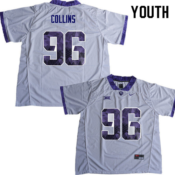 Youth #96 Dennis Collins TCU Horned Frogs College Football Jerseys Sale-White